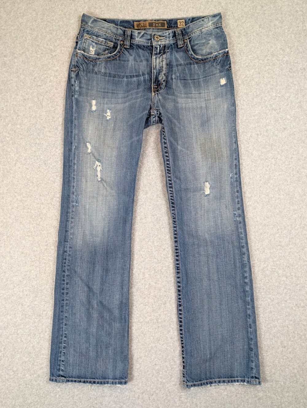 Buckle BKE Derek Jeans Mens 32X34 Relaxed Straight Distressed Cotton Denim